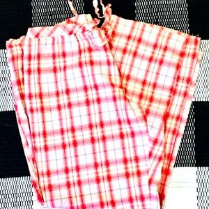 Soft cotton lightweight knit pajamas pool pants beach plaid red large